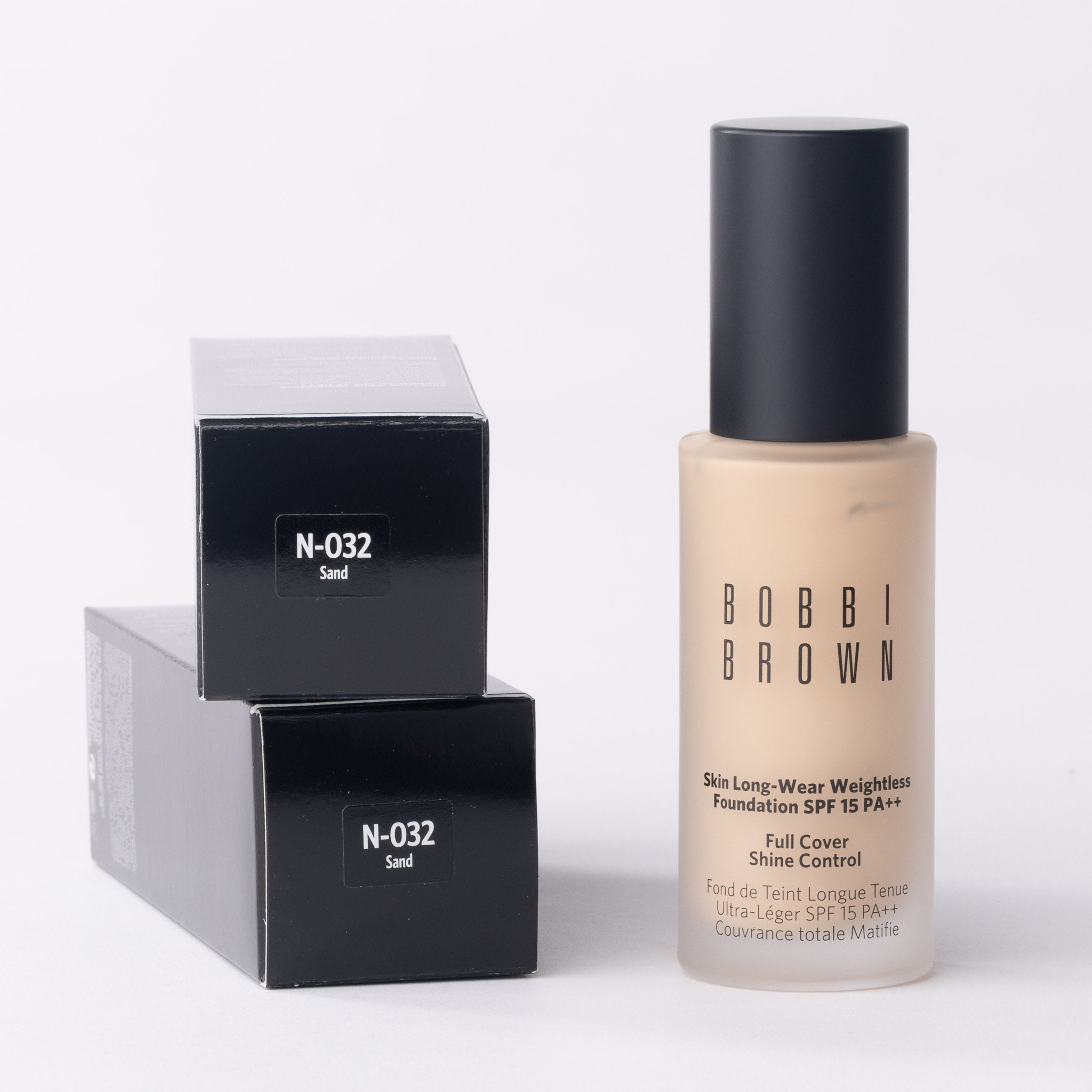 Bobbi Brown full-coverage matte foundation in shade Sand with SPF 15 protection