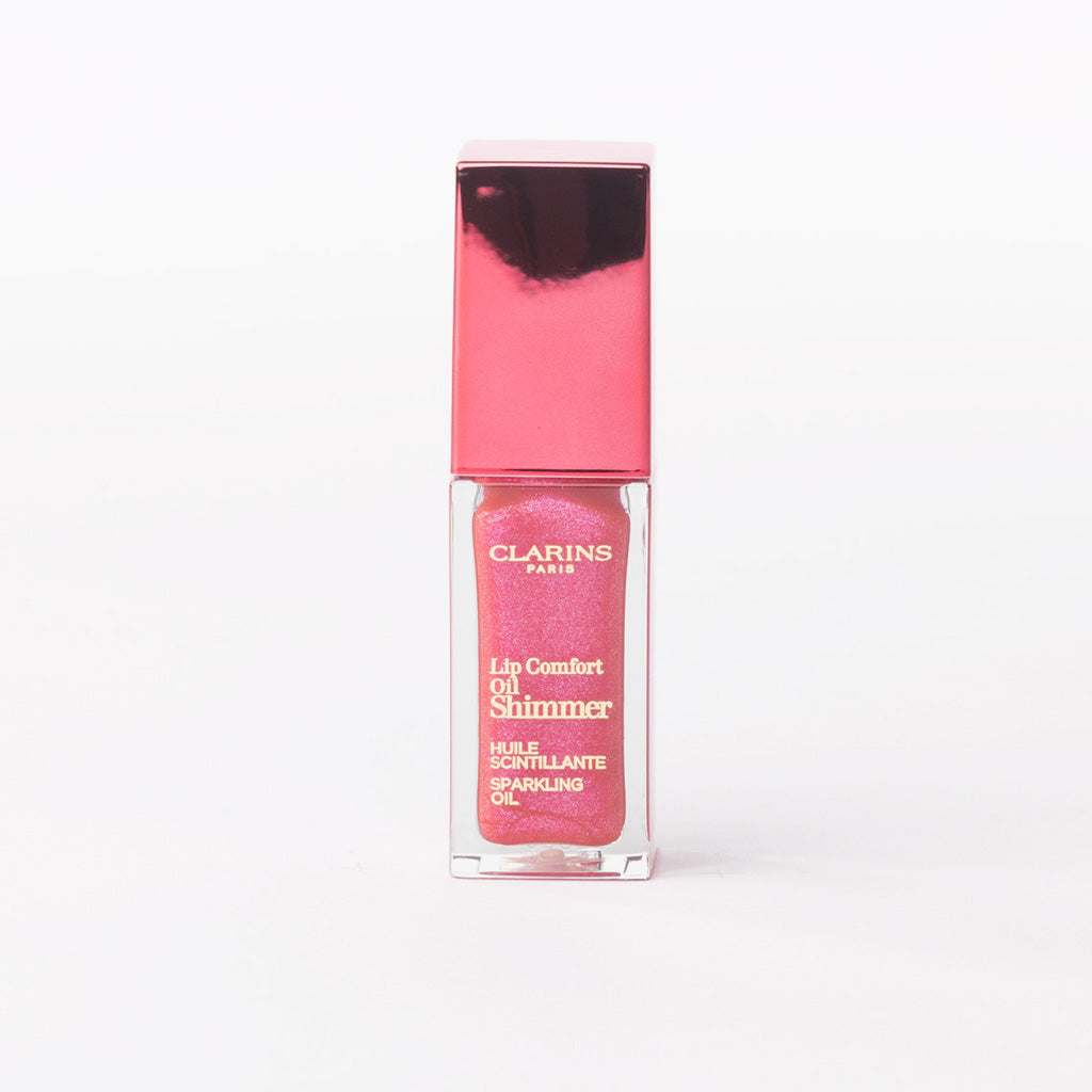 Clarins Lip Comfort Oil Shimmer in '05 Pretty in Pink' – Bright Pink Sparkle Lip Gloss – 7ml