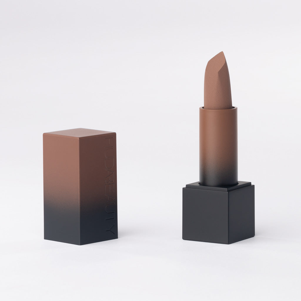 Huda Beauty Power Bullet Matte Lipstick in 'Last Night' – Bold Cool Brown Nude Matte – 3g