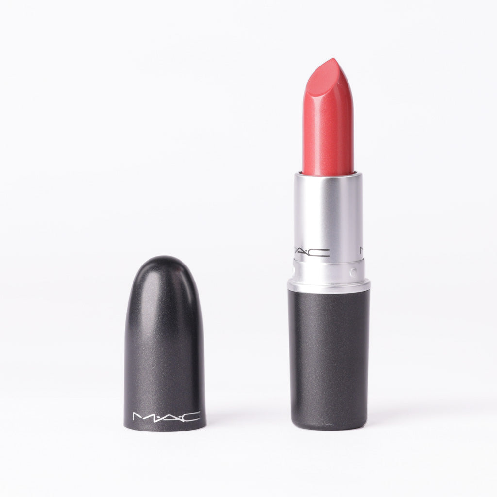 MAC Cremesheen Lipstick in '214 On Hold' – Bright Coral Pink with glossy finish – 3g