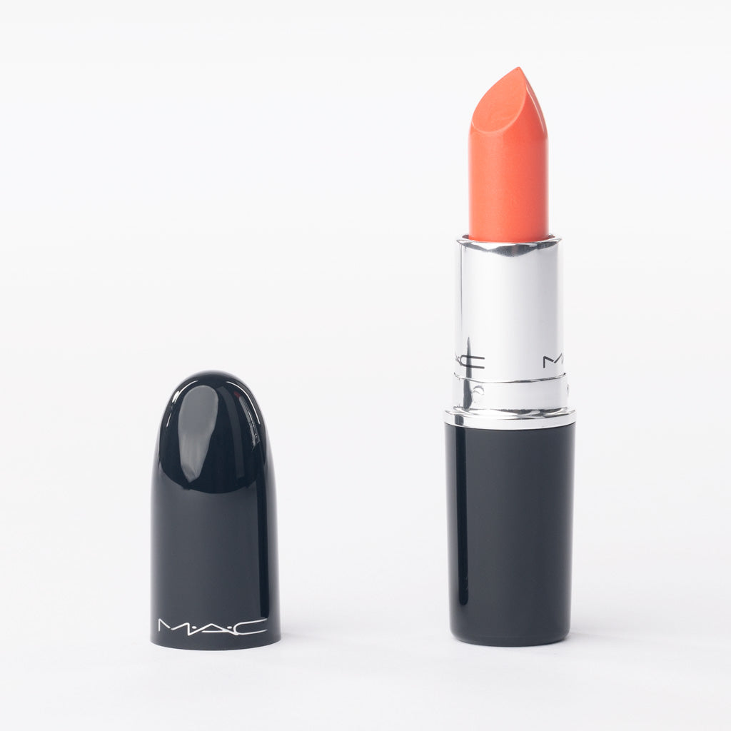 MAC Lustreglass Lipstick in '564 Kissmet' – Bright Coral Pink Orange – 3g