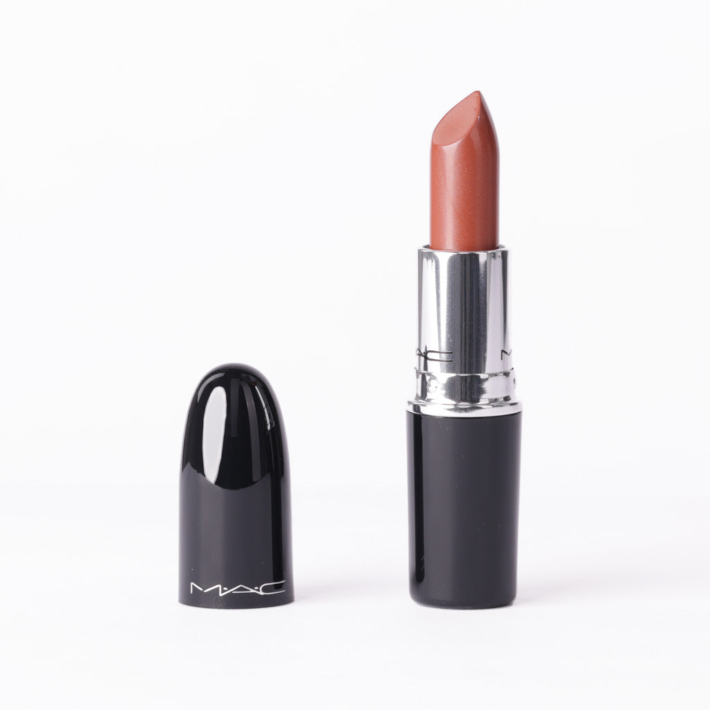 MAC LustreGlass Lipstick in '567 Like I Was Saying' – Vivid Warm Red with Glossy Finish – 3g