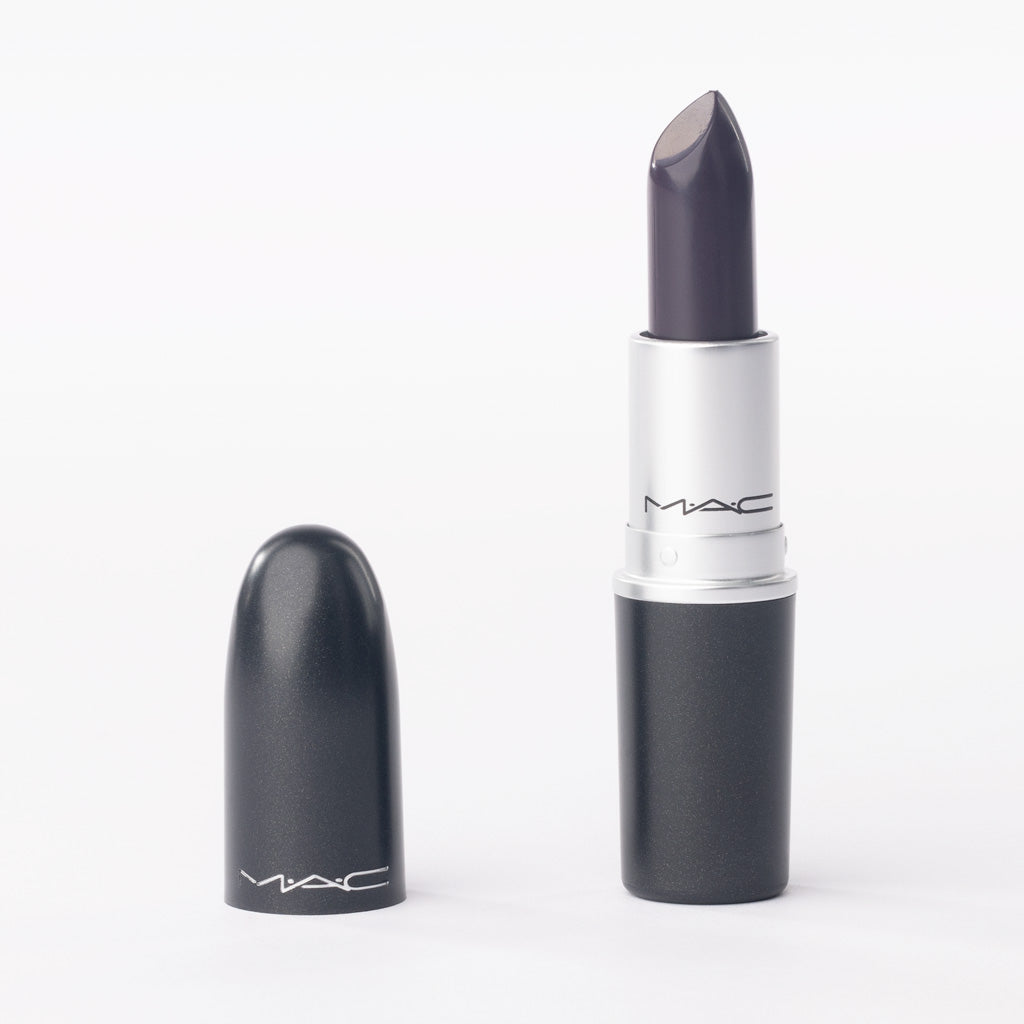 MAC Maximal Sleek Satin Lipstick in '805 Cyber' – Deep Blackened Purple – 3.5g