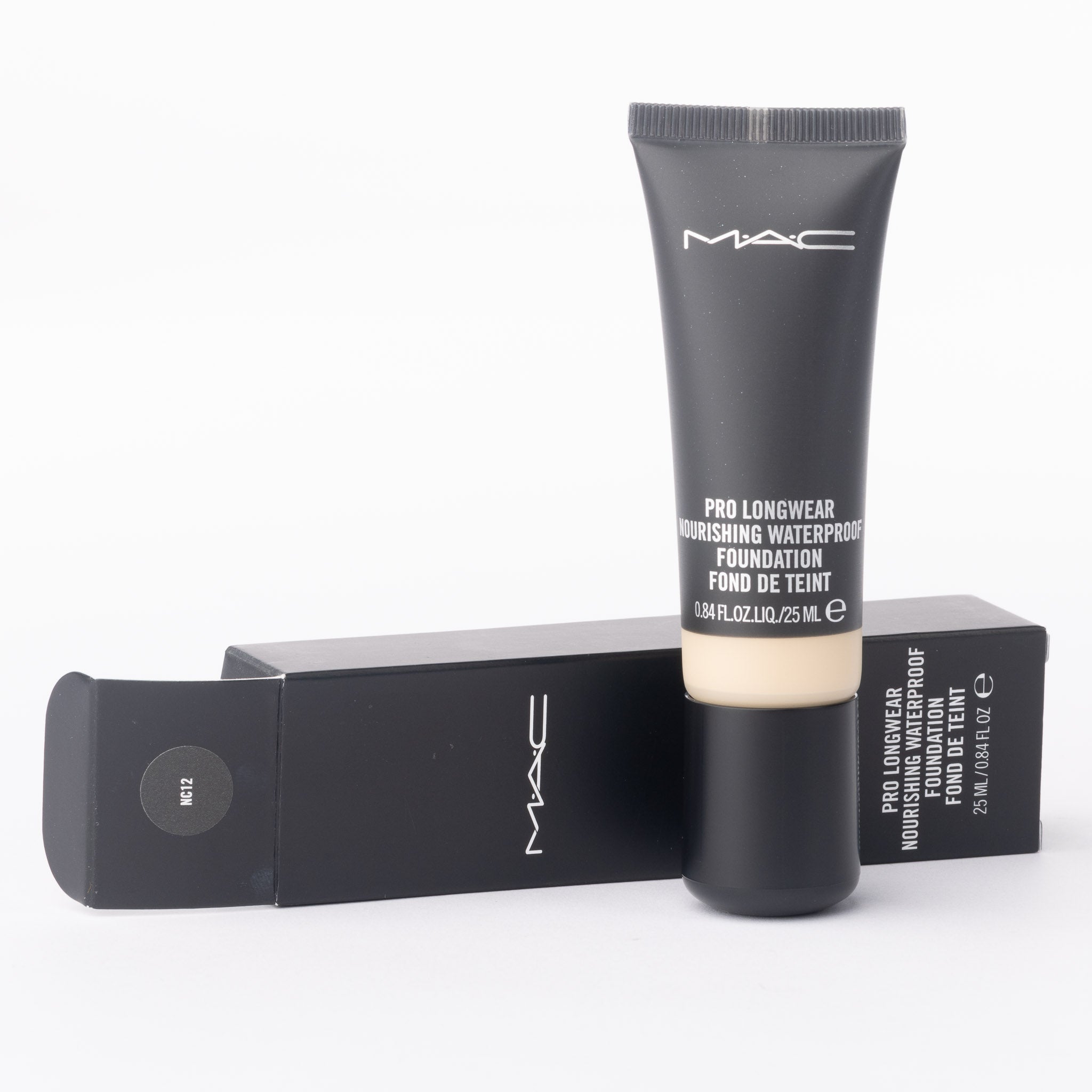 MAC Pro Longwear Nourishing Waterproof Foundation shade NC12 packaging close-up