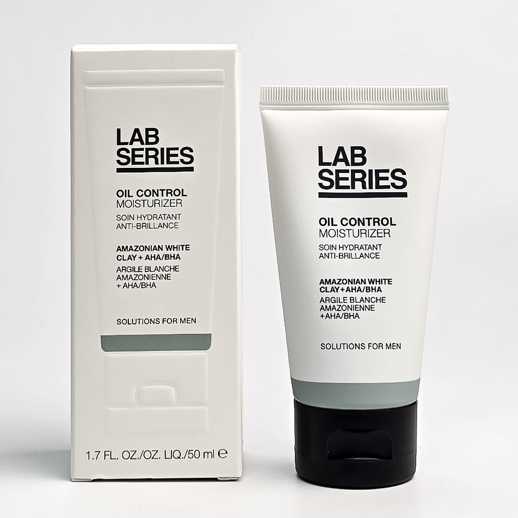 LAB Series Oil Control Moisturizer front packaging showing Solutions for Men branding