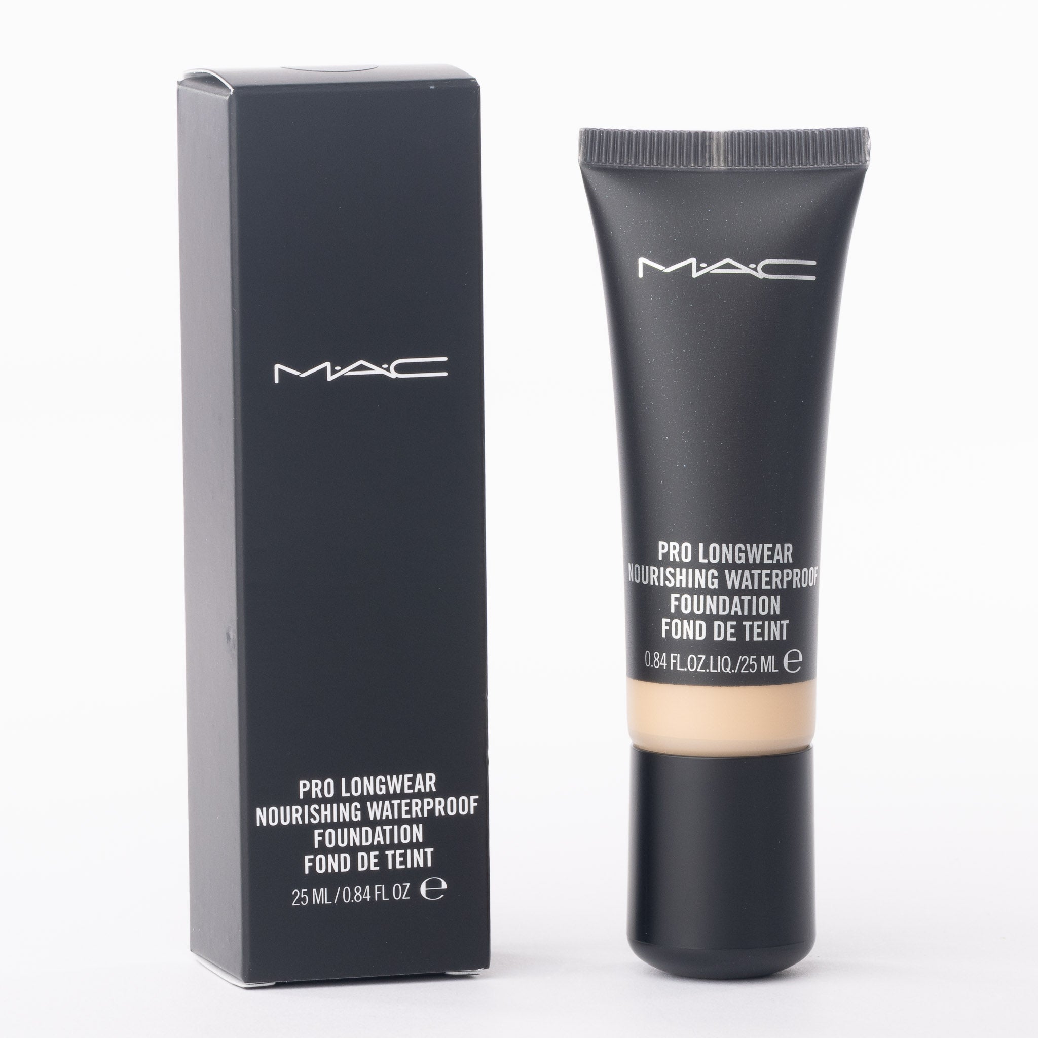 MAC Pro Longwear Nourishing Waterproof Foundation NC18 25ml tube on clean white background