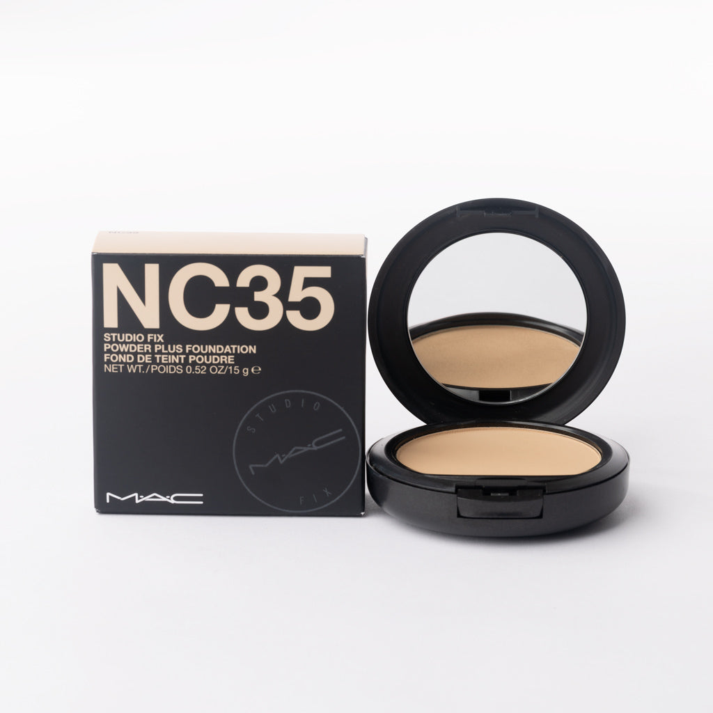 MAC Studio Fix Powder Plus Foundation in 'NC35' – Medium Golden Beige – 15g
