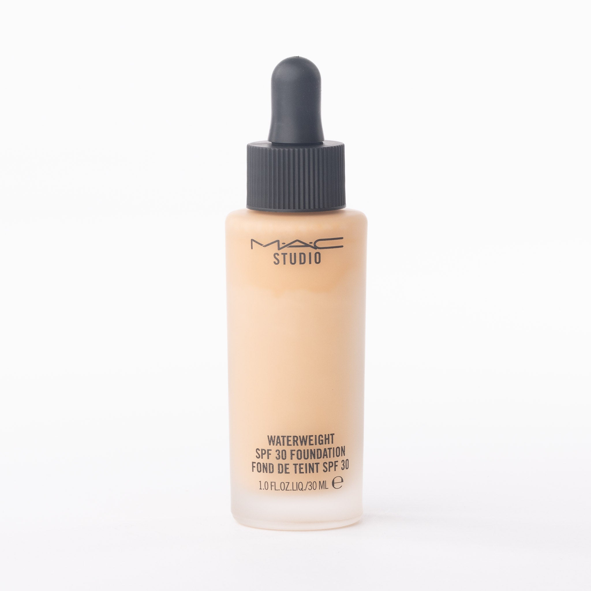 MAC Studio Waterweight Foundation SPF 30 NC42 30ml bottle, gel-serum hydrating formula on clean white background