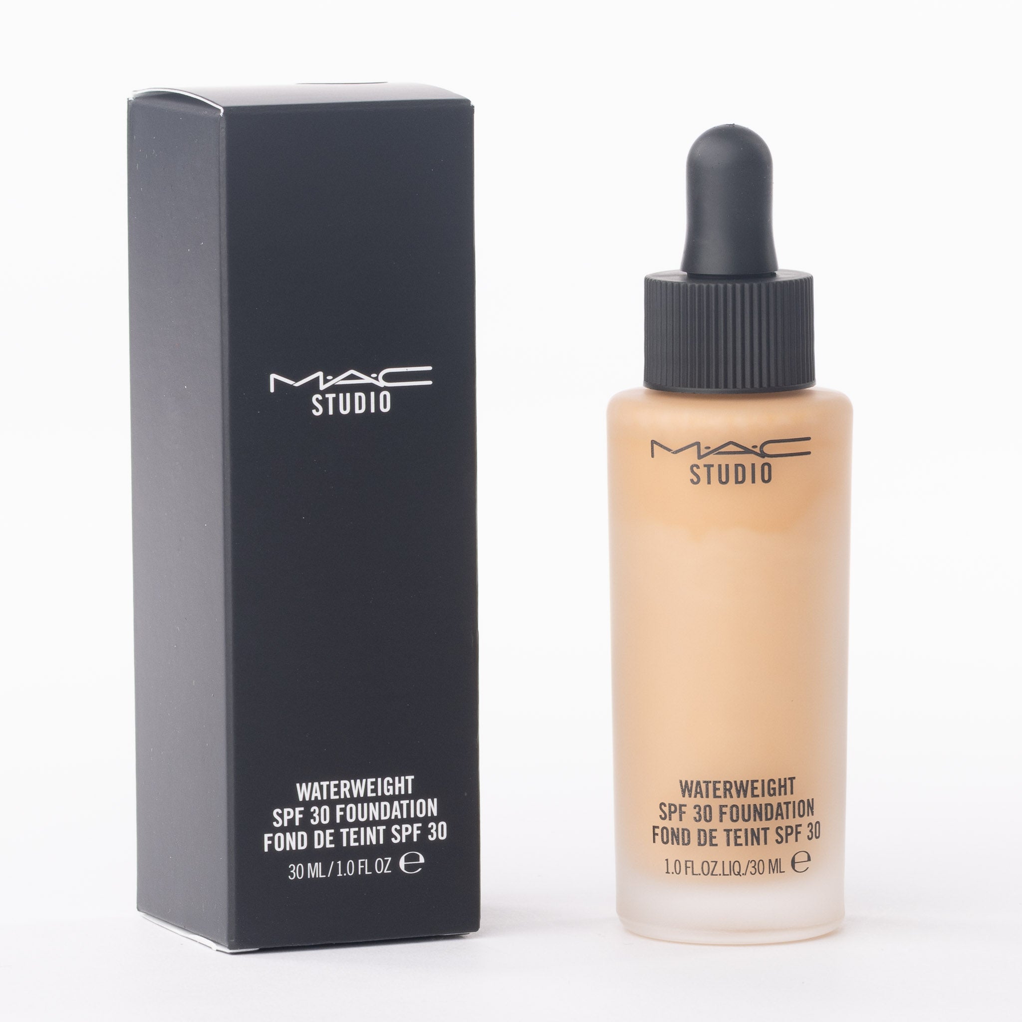 MAC Studio Waterweight SPF30 Foundation NC42 warm golden beige shade front view