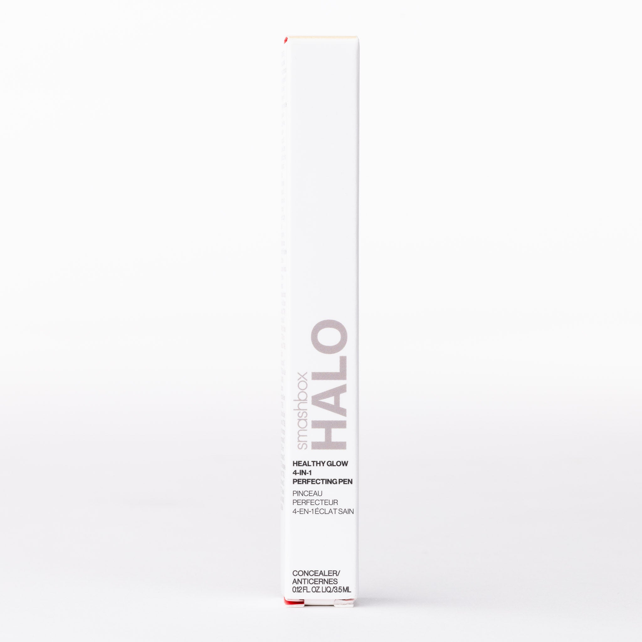 Smashbox HALO Healthy Glow 4-in-1 Perfecting Pen concealer. Upright white box with red trim.