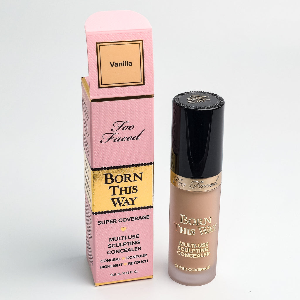 Too Faced Born This Way Concealer shade range including Vanilla Nude and Golden Beige
